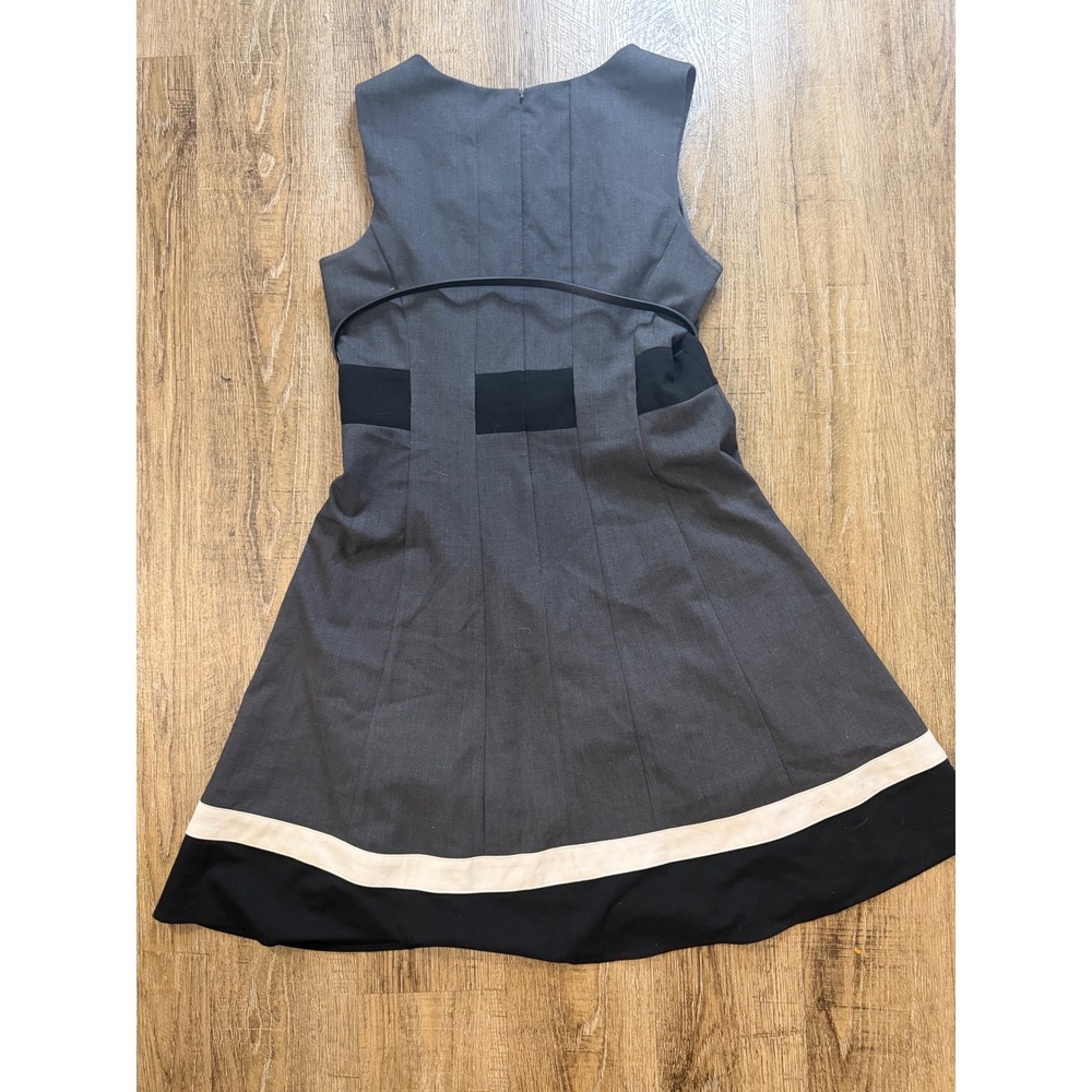 Calvin Klein Womens Size 10 Grey Colorblock Fit Flare Belted Career Dress